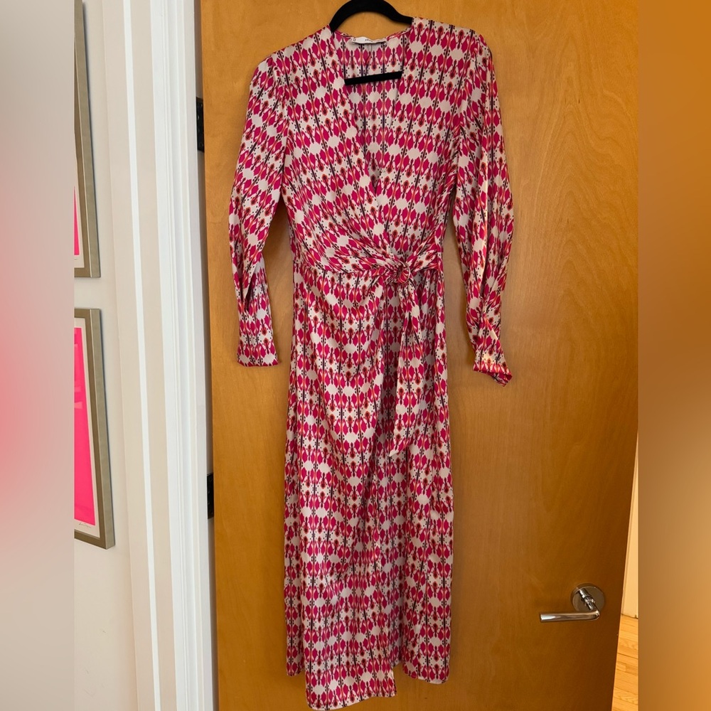 Mango print wrap dress size 4